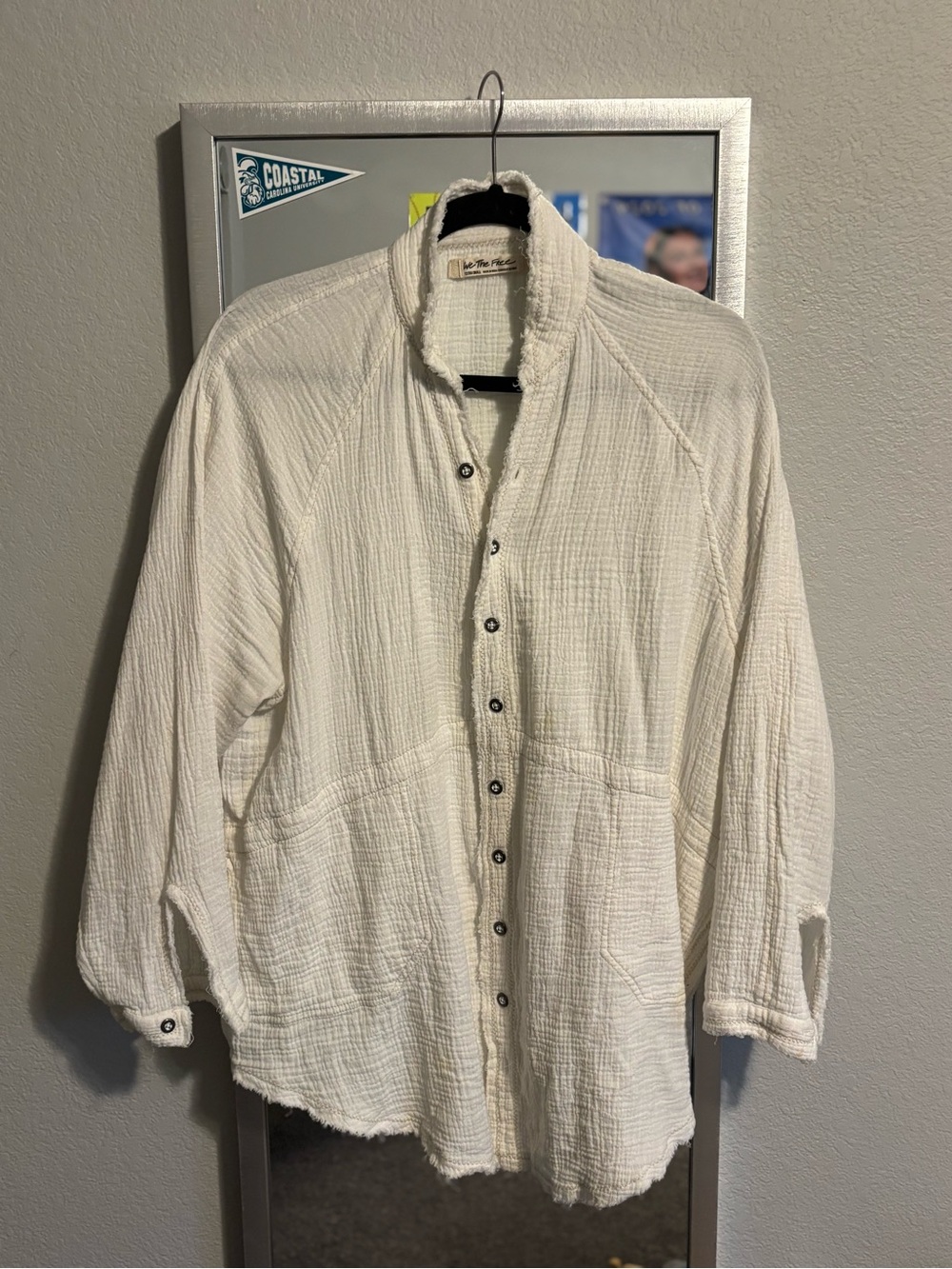 We The Free Women's Ivory Button-Front Shirt Jacket